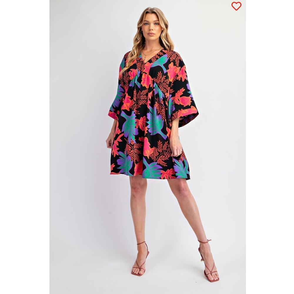 Easel - Printed Sophia Twill Woven Dress - Small